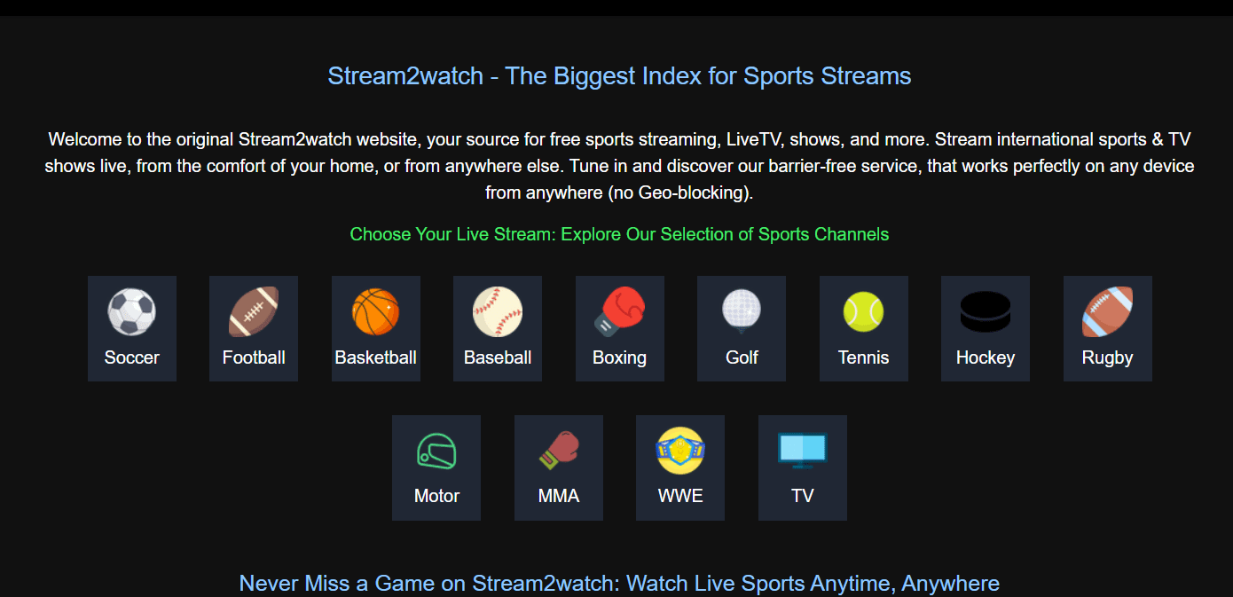 Top 25 Stream2Watch Alternatives – Watch Sports Live - NimbleTech